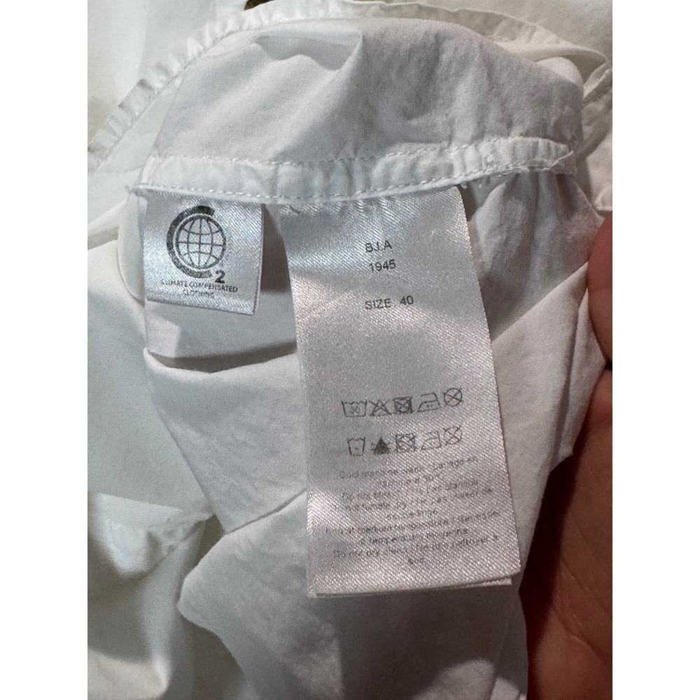 Ganni White Organic Cotton Poplin Puff Sleeve Button Down Shirt Size 40 - Picture 4 of 7